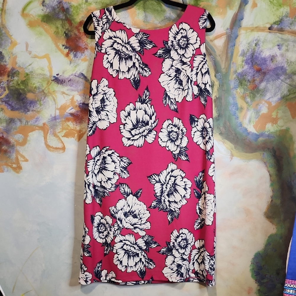 Alyx Pink and Blue Floral Sheath Midi Dress